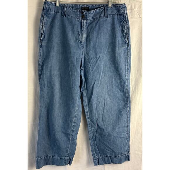 Talbots New England Chino Chambray Denim Wide Leg Pants Size 14 - Picture 1 of 7
